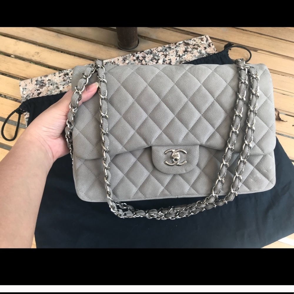 Chanel 2012 iridescent caviar suede jumbo bag